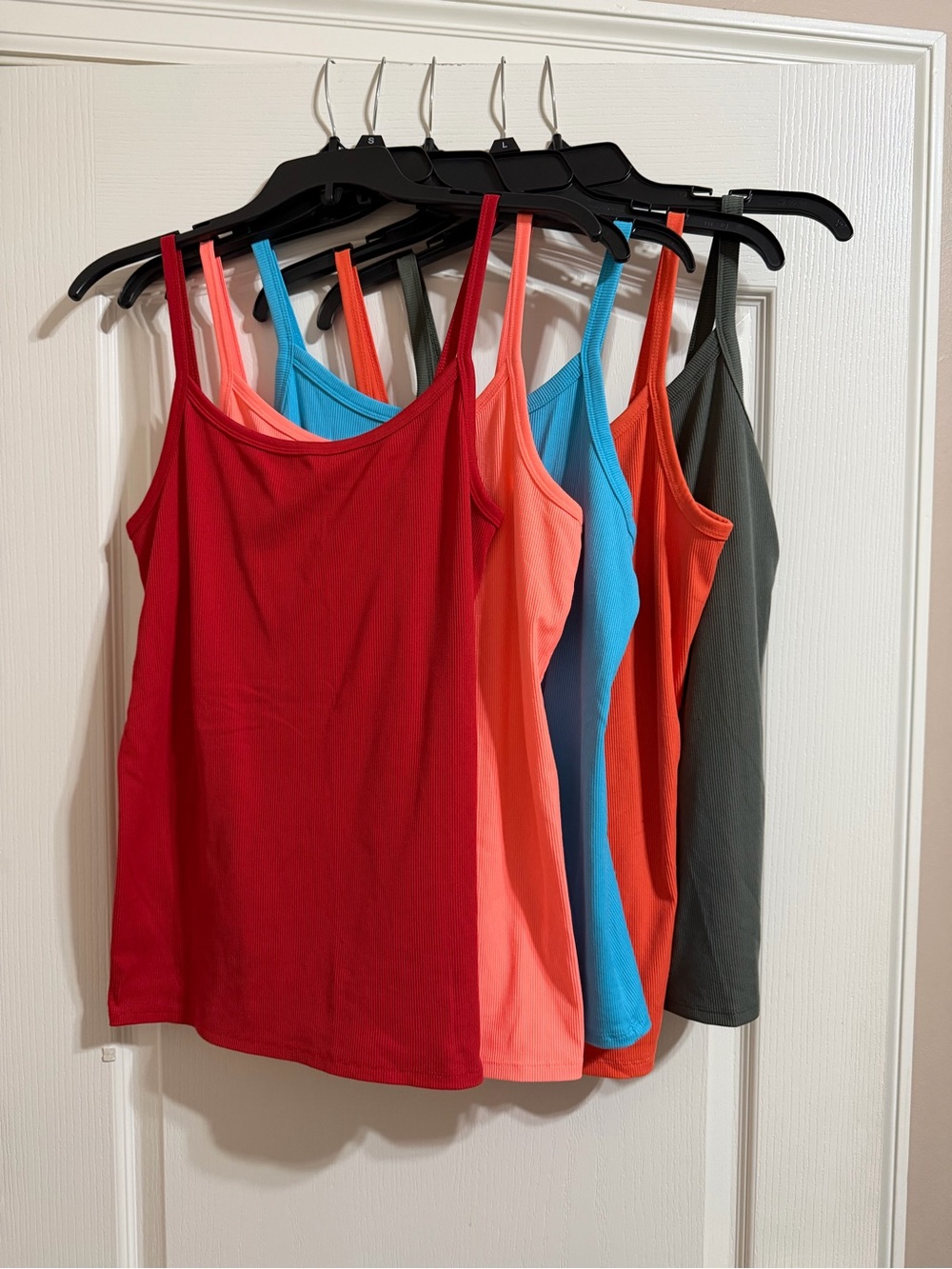 Ladies No Boundaries Ribbed Camisole Tanks- Red, Coral, Aqua, Orange, Olive